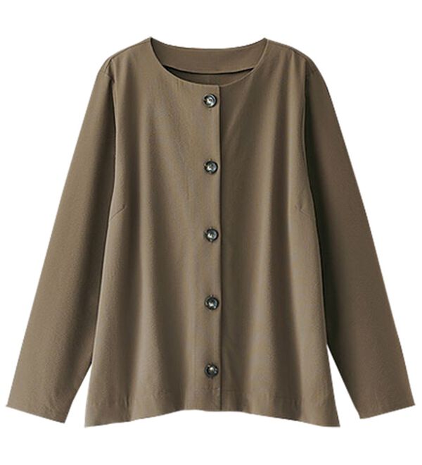 BELLUNA（ベルーナ）の「エアリーサッカー素材ボタン使いカーデジャケット（その他カーディガン）」｜カーキ