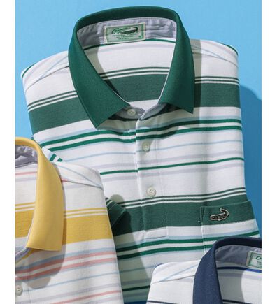 「＜クロコダイル＞マルチボーダーポロシャツ（メンズポロシャツ）」