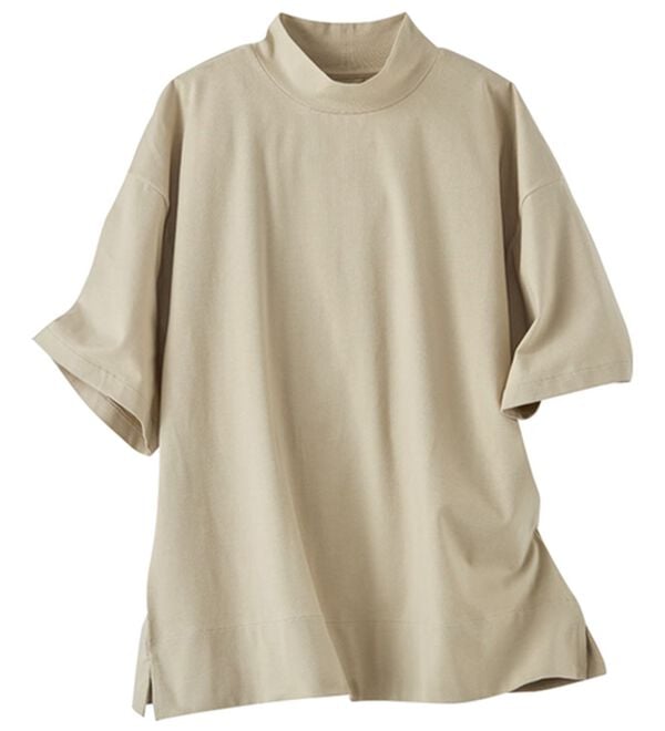 BELLUNA（ベルーナ）の「≪ＨｕｇＲｅａｍコットンＣｏｏｌ≫ひんやりハイネックプルオーバー（カットソー）」｜グレージュ
