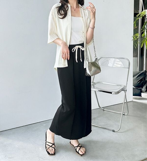 GeeRA（ジーラ）の「すっきり見え！フロントラインスウェットナロースカート（ロングスカート）」｜詳細画像