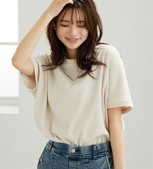 BELLUNA（ベルーナ）の「【快適Ｌａｂ．】ドライワッフル素材ドルマンプルオーバー（カットソー）」｜アイボリー