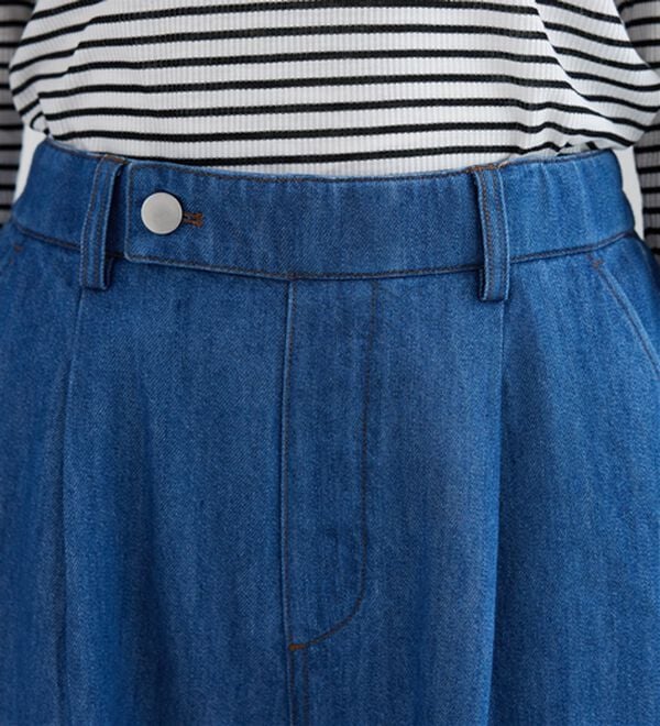 BELLUNA（ベルーナ）の「やわらかデニム素材ウエストタブパンツ（ワイドパンツ・ガウチョ）」｜詳細画像
