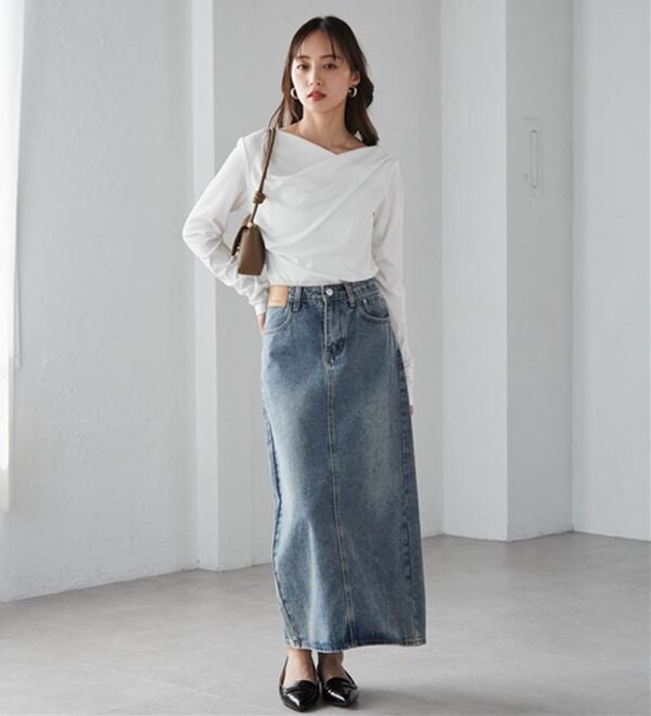 RANAN（ラナン）の「【春色追加】上品ドレープリブロングＴシャツ（カットソー）」｜詳細画像