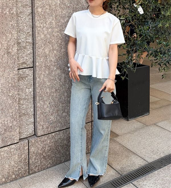 RANAN（ラナン）の「【ひんやり・ＵＶ】異素材切替ペプラムプルオーバー（カットソー）」｜詳細画像