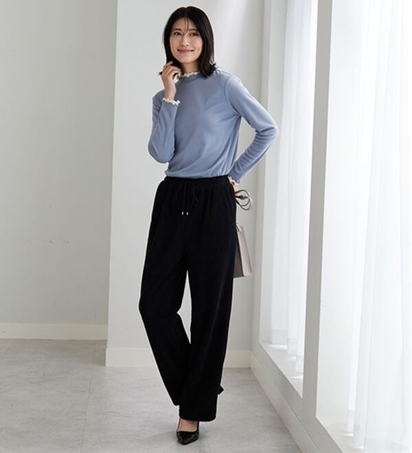 BELLUNA（ベルーナ）の「なめらか裏ベロアコーデュロイワイドパンツ（ワイドパンツ・ガウチョ）」｜詳細画像