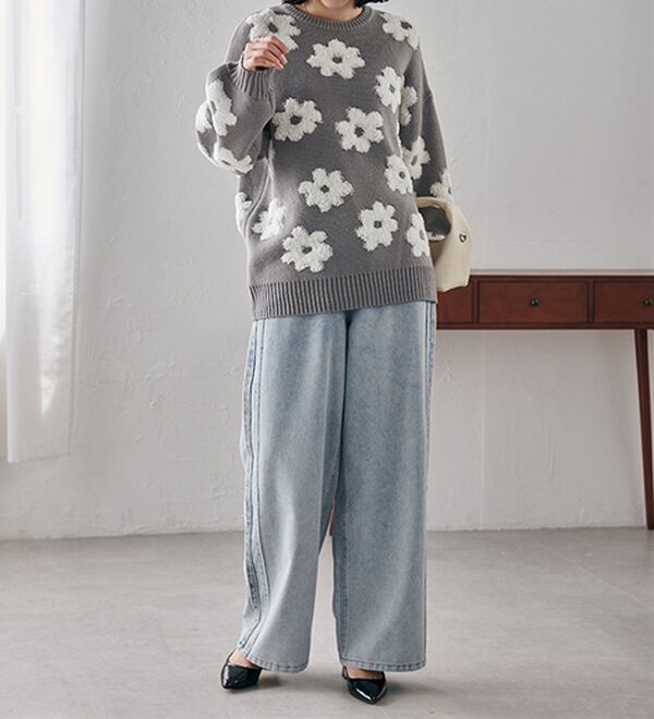 RANAN（ラナン）の「花柄ジャカードニットプルオーバー（ニット・セーター）」｜詳細画像