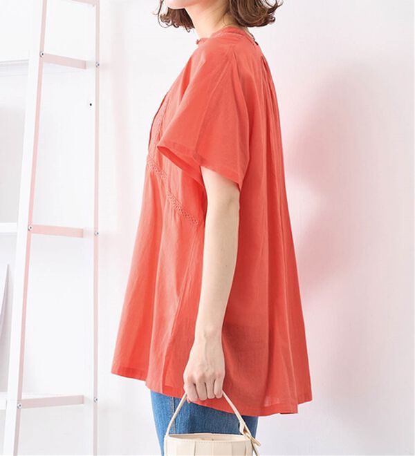 Viola e Viola（ヴィオラ エ ヴィオラ）の「【インド綿】レース付き前開きブラウス（ブラウス）」｜詳細画像