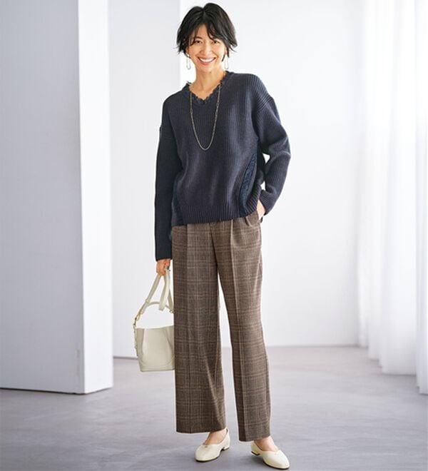 BELLUNA（ベルーナ）の「サマ見えウール調ボタン使いワイドパンツ（ワイドパンツ・ガウチョ）」｜詳細画像