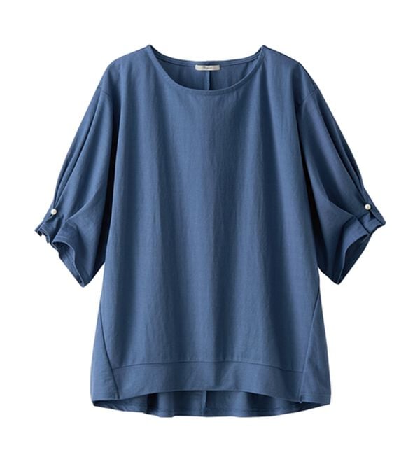 BELLUNA（ベルーナ）の「【接触冷感】涼感素材袖パールデザインプルオーバー（カットソー）」｜詳細画像