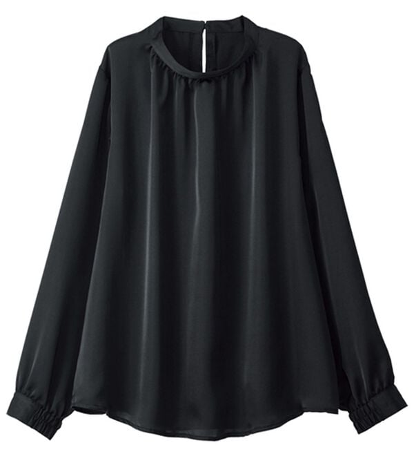 BELLUNA（ベルーナ）の「大人の艶感ヴィンテージサテン素材ブラウス（ブラウス）」｜黒