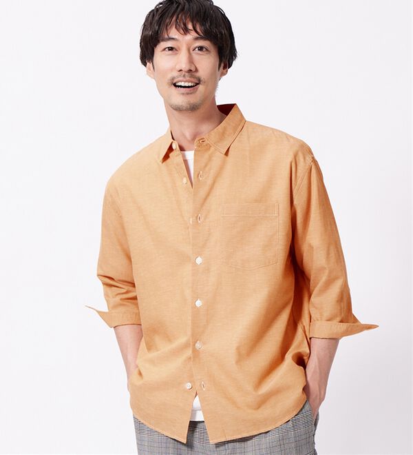 完売【美品】MOGA ナチュラルタンブラーボリュームシャツ L 麻 七分袖 麻入り】さらっとシャツ（7分袖） - ベルーナ【公式】