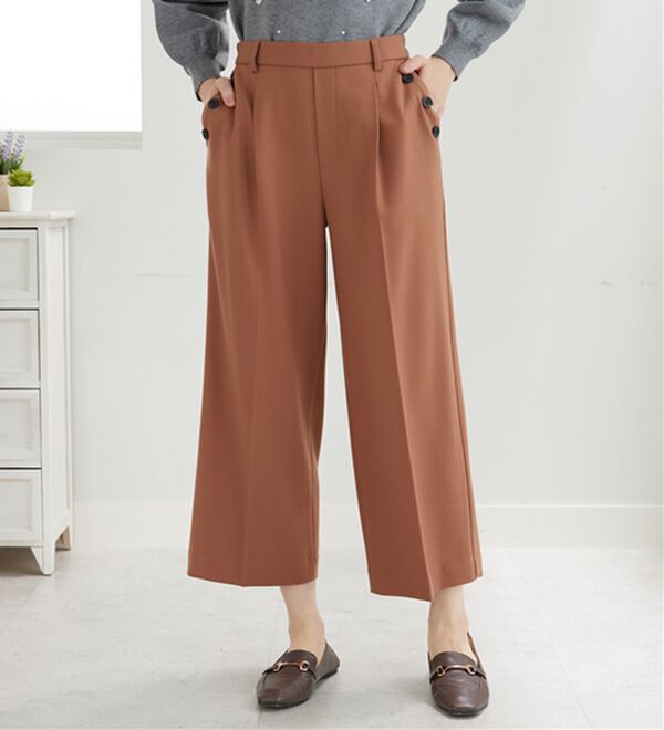 BELLUNA（ベルーナ）の「サマ見え（W）ボタン使いワイドパンツ（ワイドパンツ・ガウチョ）」｜詳細画像