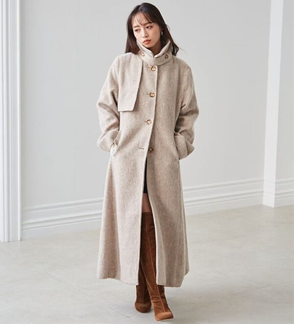 RANAN（ラナン）の「2WAYフレアーステンカラーシャギーコート（ロングコート）」｜詳細画像