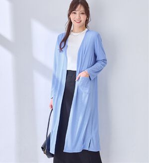 「【選べる丈】さらっと軽いサマーカーディガン（その他カーディガン）」｜ライトブルー／ロング