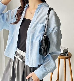 GeeRA（ジーラ）の「着回し自在シアーショートシャツ（シャツ）」｜シアーブルー