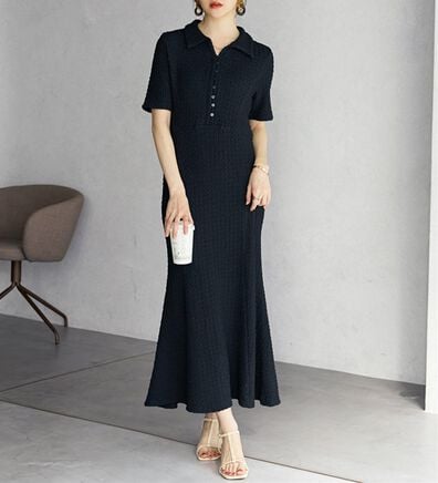 GeeRA（ジーラ）の「全骨格細見え！表面感素材マーメイドワンピース（その他ワンピース）」