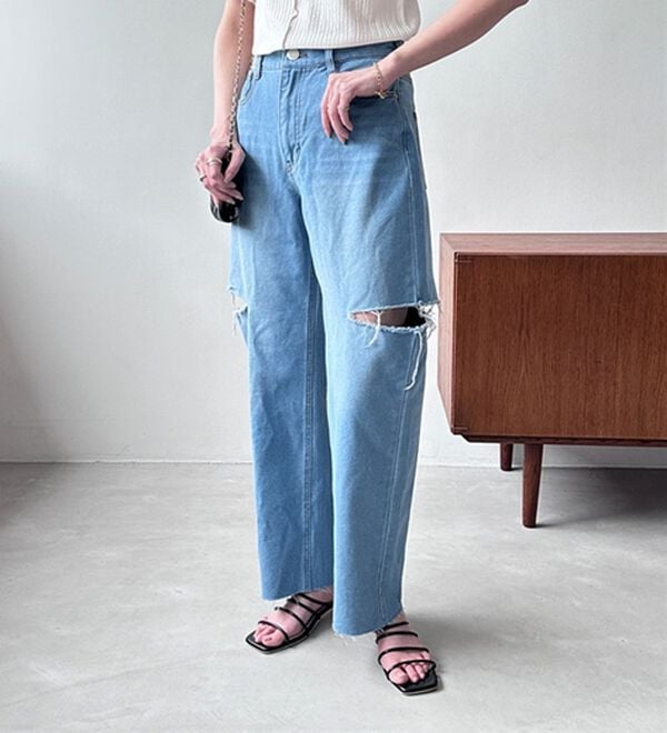 GeeRA（ジーラ）の「アソートカットアウトダメージパンツ（フルレングスパンツ）」｜詳細画像