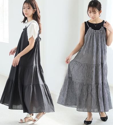 A HAPPY MARILYN（アハッピーマリリン）の「【Ｌ～６Ｌ】【風通るプレミアム】ティアード切替キャミワンピース（ロングワンピース）」