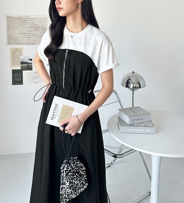 GeeRA（ジーラ）の「ハーフジップビスチェドッキングワンピース（その他ワンピース）」｜詳細画像