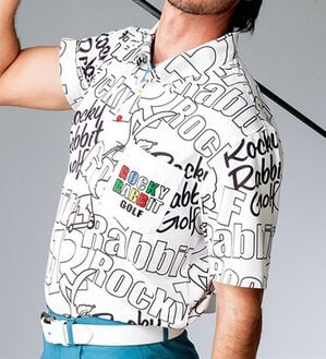 「＜ロッキーラビット＞イニシャルパターンポロシャツ（メンズポロシャツ）」｜詳細画像