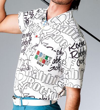 「＜ロッキーラビット＞イニシャルパターンポロシャツ（メンズポロシャツ）」