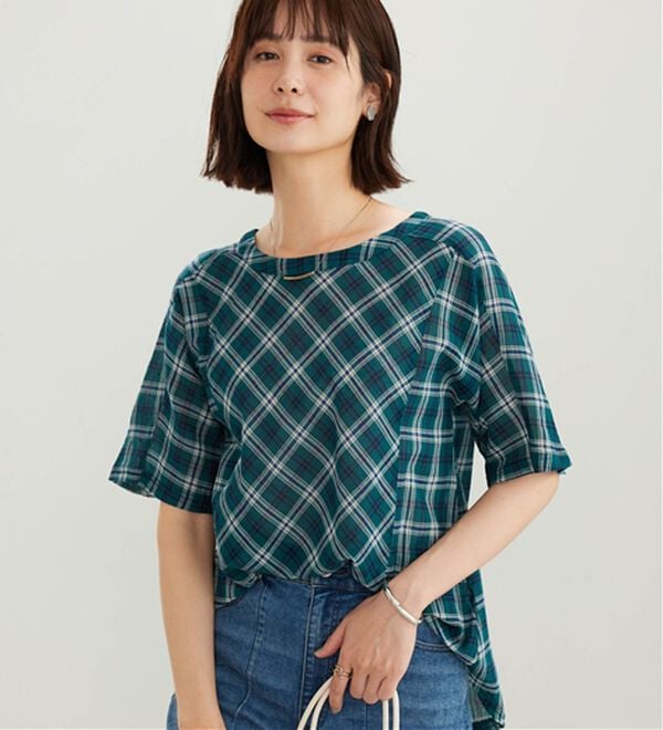 BELLUNA（ベルーナ）の「さらっと快適！Tシャツ見え切替ブラウス（ブラウス）」｜詳細画像