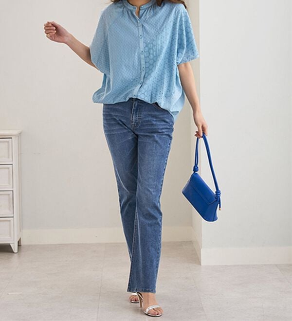 BELLUNA（ベルーナ）の「ヒンヤリ冷感！ライトオンスジーンズ（フルレングスパンツ）」｜詳細画像