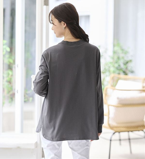 BELLUNA（ベルーナ）の「綿１００腰まわりゆったりリブデザインチュニック（カットソー）」｜詳細画像