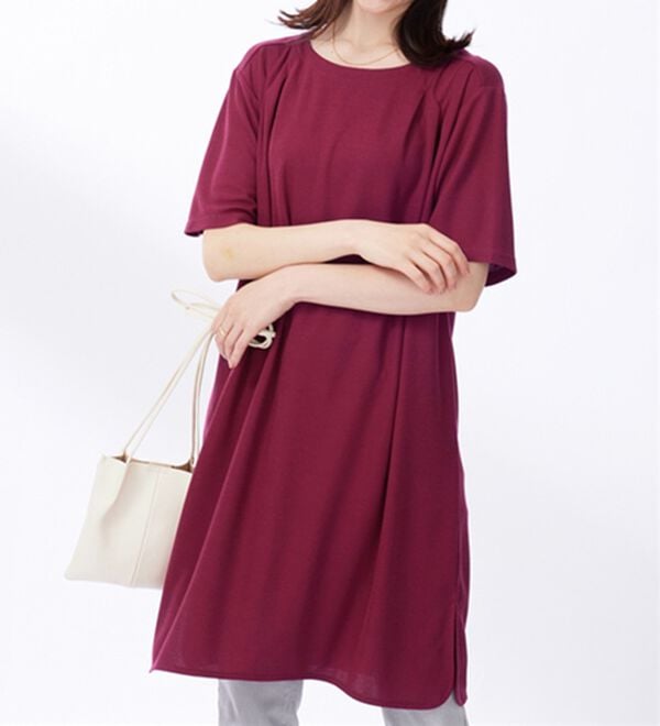 BELLUNA（ベルーナ）の「かのこ素材肩タックデザインワンピース（チュニック）」｜詳細画像