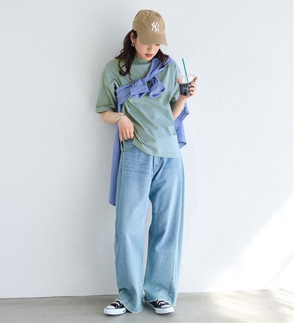 BELLUNA（ベルーナ）の「小顔見せ！ヒンヤリハイネックオーバーサイズＴシャツ（Tシャツ）」｜詳細画像