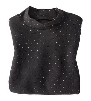 BELLUNA（ベルーナ）の「【選べる衿】肌に優しい綿１００％暖か発熱素材プルオーバー＜ベルホット　コットン＞（カットソー）」｜ドット(黒)