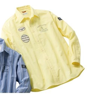 「＜ハッシュパピー＞ロゴデザインオックスフォードシャツ（メンズシャツ）」｜イエロー