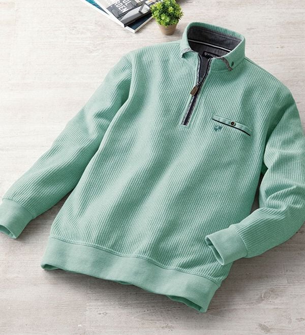 「＜ニコル　モリソン＞衿デザイン杢調トレーナー（メンズトレーナー）」｜詳細画像