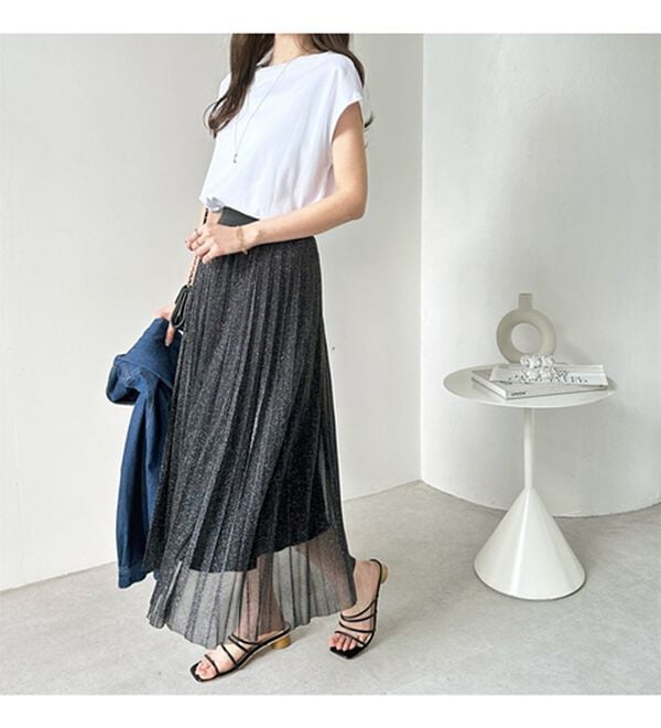 GeeRA（ジーラ）の「ラメプリーツロングスカート（ロングスカート）」｜詳細画像