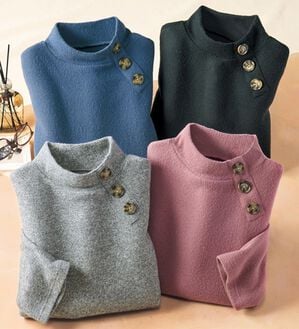 BELLUNA（ベルーナ）の「衿ボタンデザインニットソープルオーバー（カットソー）」｜詳細画像