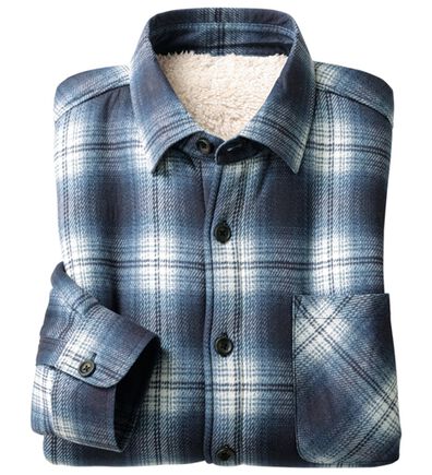 「＜シンプル＆プラス＞のび暖裏ボアシャツ（メンズシャツ）」