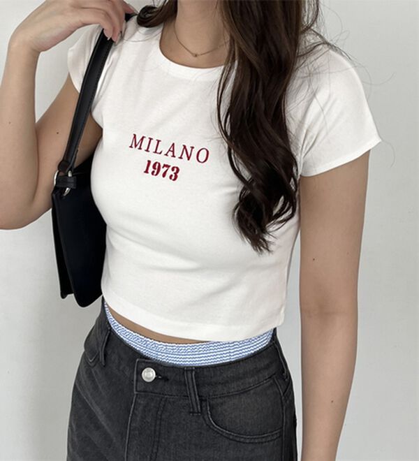 GeeRA（ジーラ）の「刺しゅうロゴコンパクトＴシャツ（カットソー）」｜詳細画像