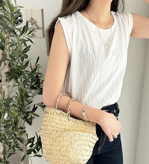 GeeRA（ジーラ）の「カットジャガードフレンチスリーブＴシャツ（カットソー）」｜詳細画像