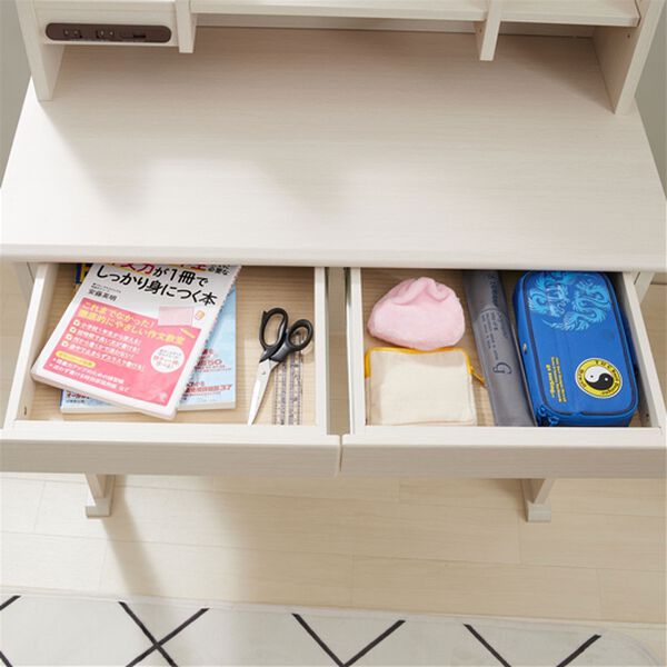 組み立て簡単 キッズデスク3点セット（デスク+デスクシェルフ+