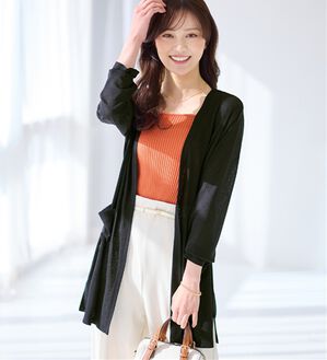 alotta（アロッタ）の「【選べる丈】さらっと軽いサマーカーディガン（その他カーディガン）」｜ブラック／ミドル