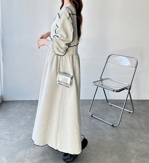 GeeRA（ジーラ）の「配色メロー裏起毛スウェットワンピース（カットソーワンピース）」｜詳細画像