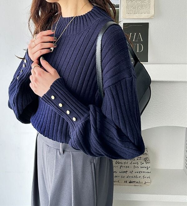 GeeRA（ジーラ）の「ボタン付パフスリーブモチモチニット（ニット・セーター）」｜詳細画像