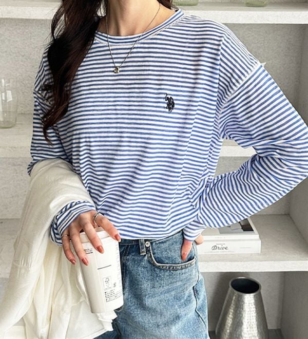 GeeRA（ジーラ）の「【Ｕ．Ｓ．ＰＯＬＯ　ＡＳＳＮ．】スラブシアーロンＴ（Tシャツ）」｜ブルー系ボーダー