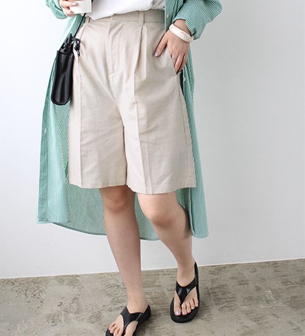 GeeRA（ジーラ）の「リネンライクハーフパンツ（その他パンツ）」｜アイボリー