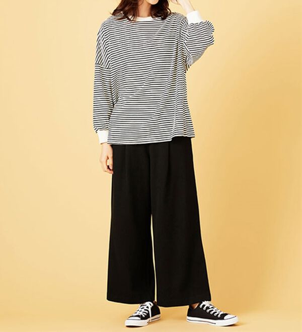 BELLUNA（ベルーナ）の「サマ見え（スーパーウォーム）ウール調ボタン使いワイドパンツ（ワイドパンツ・ガウチョ）」｜詳細画像