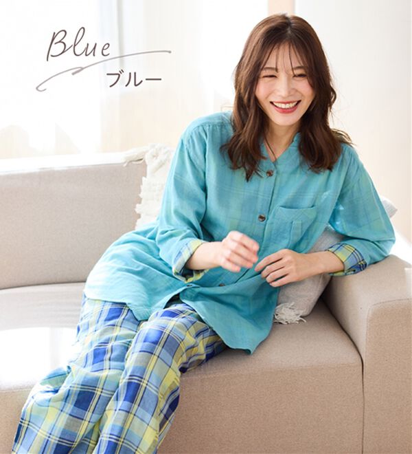 LAVIENNE（ラヴィエンヌ）の「【オーガニックコットン使用】綿１００％Ｗガーゼのルームパジャマ（パジャマ・ルームウェア）」｜詳細画像