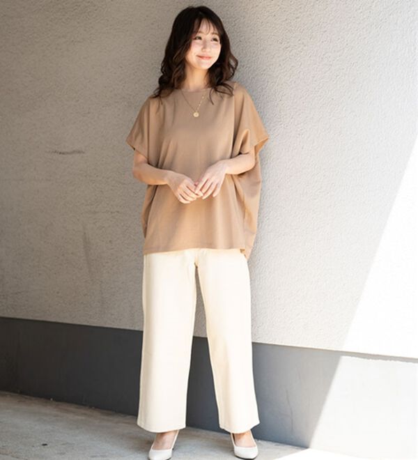 A HAPPY MARILYN（アハッピーマリリン）の「【Ｌ～６Ｌ／選べる袖丈】大人の今どきベーシック！ポンチ素材トップス（Tシャツ）」｜詳細画像