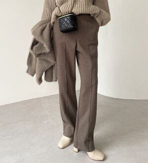 GeeRA（ジーラ）の「ウールライクピンタックストレートパンツ（ワイドパンツ・ガウチョ）」｜詳細画像