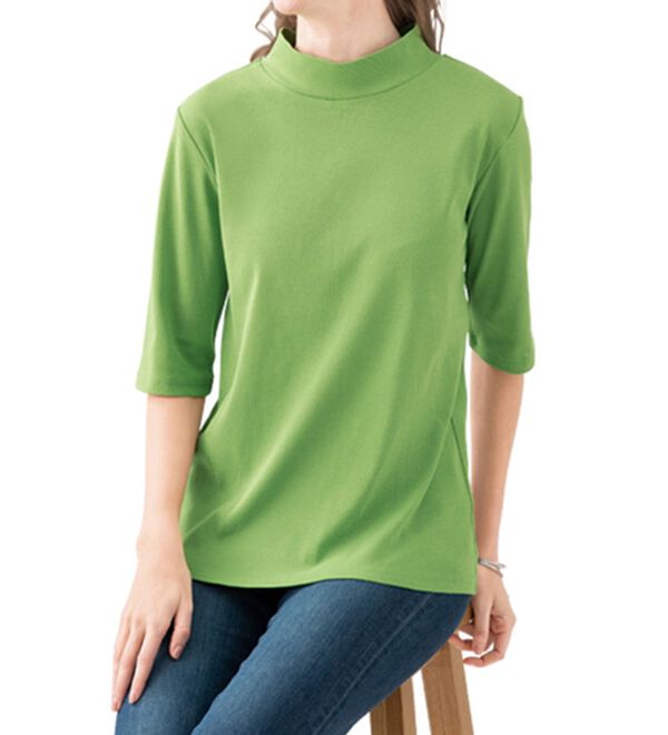 「【４色組】綿１００％ピタッとしにくい５分袖トップス（肌着・インナーウェア）」｜詳細画像