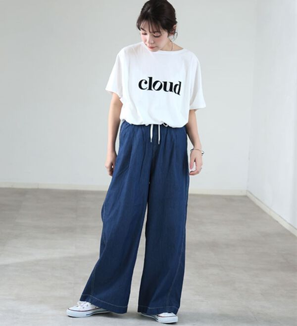 A HAPPY MARILYN（アハッピーマリリン）の「【Ｍ～８Ｌ】楽して叶う！イージーデニムワイドパンツ（ワイドパンツ・ガウチョ）」｜詳細画像